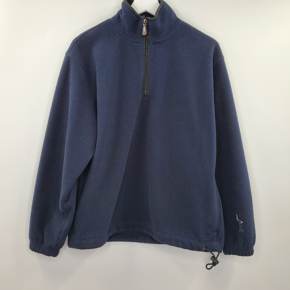 Vintage Izod Fleece Dad Jacket Quarter Zip Blue Pullover - Picture 1 of 8